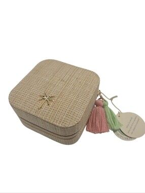Spartina 449 Boho Palm Tree Jewelry Travel Case With Mirror NEW